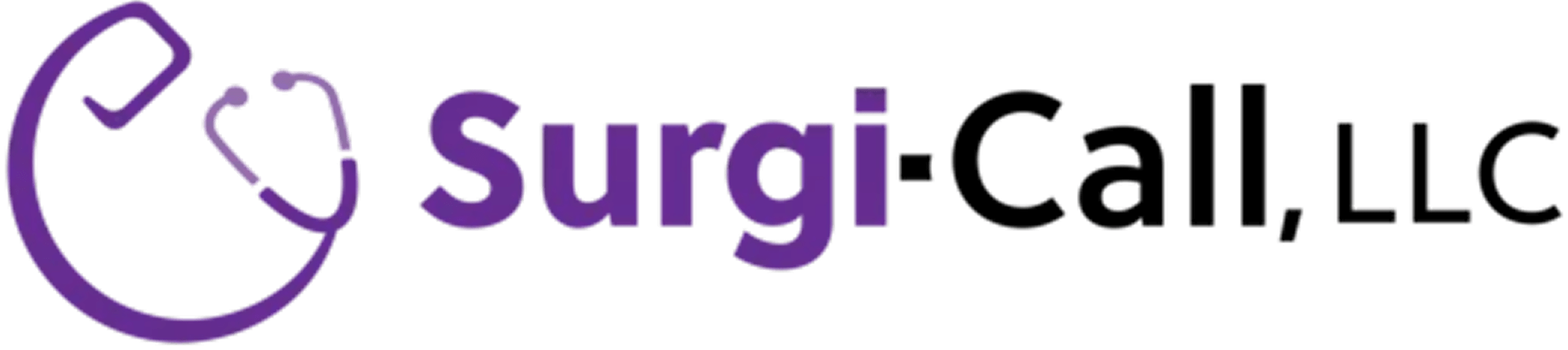 Purple stethoscope logo with "Surgi" text.